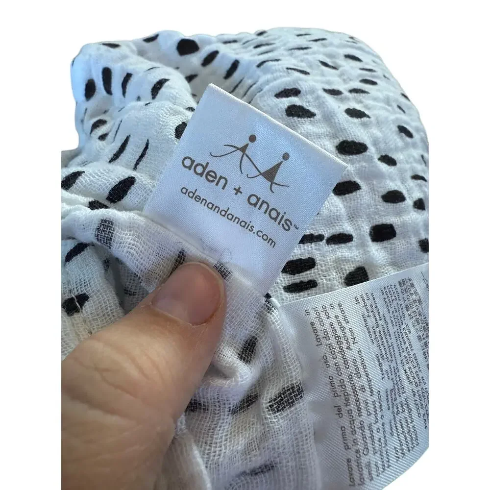 Aden + Anais spotted white and black large muslin swaddle‎ infant blanket